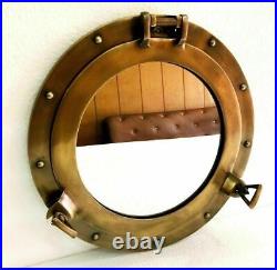 12 Antique Brass Finish Porthole Mirror Nautical Maritime Wall Décor