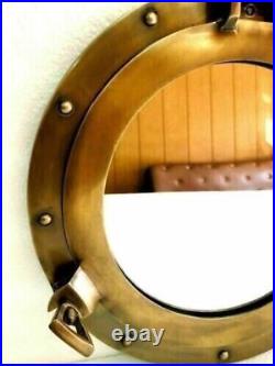 12 Antique Brass Finish Porthole Mirror Nautical Maritime Wall Décor