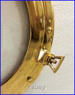 12''Antique Brass Porthole Gold Finish Mirror Wall Hanging Ship Porthole Decor