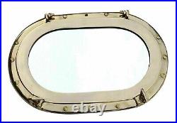 14 inch Nautical Brass Oval Style Antique Ship Window Mirror Porthole For Home