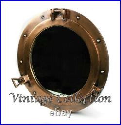 15 inch Antique Finish Brass Porthole Mirror-Nautical Marine Boat Porthole Decor