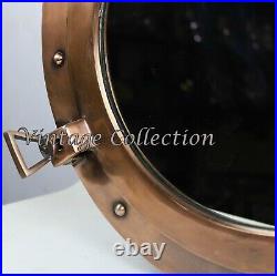 15 inch Antique Finish Brass Porthole Mirror-Nautical Marine Boat Porthole Decor