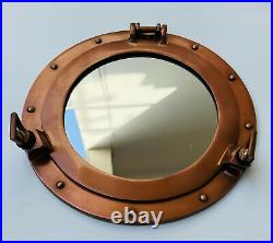 15 inch Copper Porthole MirrorNautical Maritime Wall DecorShip Cabin Window