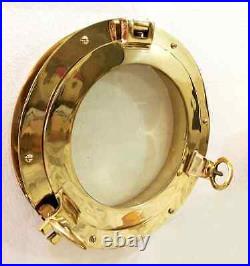 15Porthole Nautical Cabin Wall Decor Porthole Mirror Antique Brass Finish-Large
