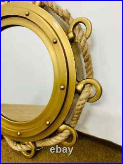 16 Antique Porthole Round Rope Porthole Aluminum Port Mirror Wall Hanging Ship