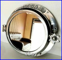 16 inch Nickel Plated Heavy Canal Boat Porthole Window Ship Round Mirror Wall