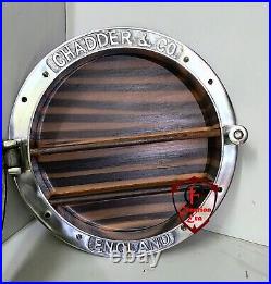 16 inches Nickel Plated Canal Heavy Boat Porthole Window Ship Round Mirror Wall