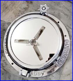 16 inches Nickel Plated Canal Heavy Boat Porthole Window Ship Round Wall Mirror