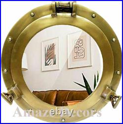 17 Antique Aluminium Porthole Ship Window Mirror Nautical Round Wall Marine De