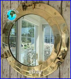 20 Brass Porthole Mirror Large Ship Cabin Window Mirror- Nautical Wall Decor