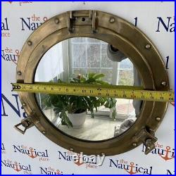 20 Large Porthole Mirror, Antique Brass Finish, Nautical Wall Decor, Port Hole