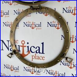 20 Large Porthole Mirror, Antique Brass Finish, Nautical Wall Decor, Port Hole
