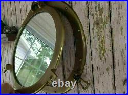 20Porthole Nautical Cabin Wall Decor Porthole Mirror Antique Brass Finish-Large