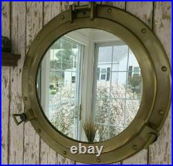 24 Porthole Mirror Antique Brass Finish Large Nautical Cabin Wall Decor