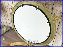 24 Porthole Mirror Shiny Brass Finish Large Nautical Cabin Wall Mirror Decor