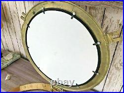 24 Porthole Mirror Shiny Brass Finish Large Nautical Cabin Wall Mirror Décor