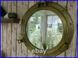 24Porthole Nautical Cabin Wall Decor Porthole Mirror Antique Brass Finish-Large