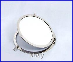 29 inches Canal Boat Porthole Mirror Glass-Nickel Finish Ship Window Home Decor