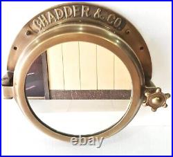 40.64 cm Antique Brown Heavy Canal Boat Porthole Window Ship Round Mirror Deco