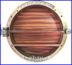 40.64 cm Antique Brown Heavy Canal Boat Porthole Window Ship Round Mirror Deco
