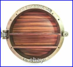 40.64 cm Antique Brown Heavy Canal Boat Porthole Window Ship Round Mirror Wall