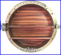40.64 cm Antique Brown Heavy Canal Boat Porthole Window Ship Round Wall Mirror