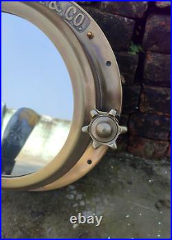 40.64 cm Antique Plated Heavy Canal Boat Porthole Window Ship Round Mirror Wall