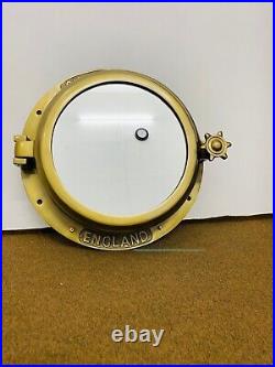 40.64 cm Brass Antique Heavy Canal Boat Porthole Window Ship Round Mirror Wall