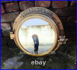 40.64 cm Nickel Plated Heavy Canal Boat Porthole Window Ship Round Mirror Wall H