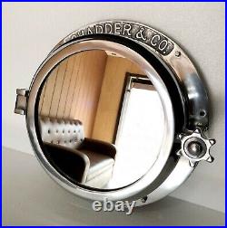 40.64 cm Nickel Plated Heavy Canal Boat Porthole Window Ship Round Wall Mirror