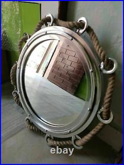 Aluminum Jute Rope Porthole Mirror Antique Nautical Home Wall Decor Face Mirror
