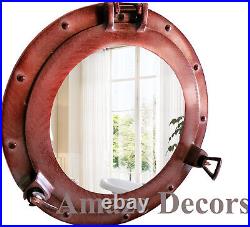 Antique Aluminium Porthole 17 Window Nautical Ship Port Mirror Wall Decor