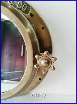 Antique Brass Heavy Canal Boat Porthole Window Ship Round Mirror Wall Home Decor