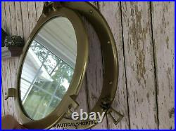 Antique Brass Nautical Maritime Ship Boat Window & Wall Mirror Porthole 20 Inch