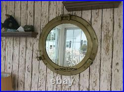 Antique Brass Nautical Maritime Ship Boat Window & Wall Mirror Porthole 20 Inch