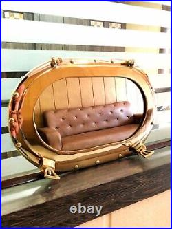 Antique Brass Oval Porthole Shiny Brass Gold Finish Mirror Wall Hanging Decor