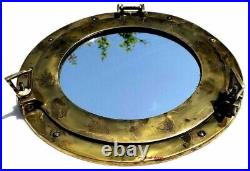 Antique Maritime 15 Porthole Brass Finish Nautical Ship Boat Window Mirror