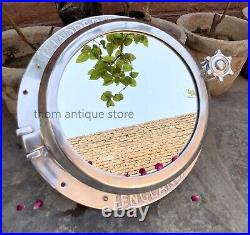 Antique Porthole Mirror Decorative, Nickel Heavy Canal Boat Plated Porthole Wind