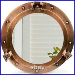 Antique Wall Mounted Aluminium and Steel Alloy Vintage Ship's Porthole Mirror