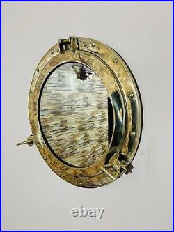 Brass Finish Antique Elegance Handmade 12-Inch Nautical Brass Porthole Gift