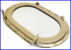 Brass Windows Porthole Mirror Oval Shape Nautical Maritime Home Decor Mirror