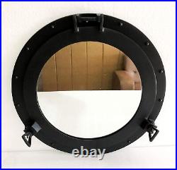 Canal Boat Black Porthole 20 Inch Window Antique Ship Round Mirror Wall Mounted