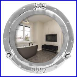 Inanosa Porthole Mirror 24 Inch Nickel Silver White Finish Nautical Wall