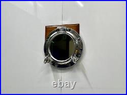 Industrial Nautical Art Deco Old Aluminum Round Porthole Hatch with Mirror Glass