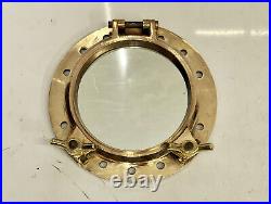 Industrial Style Solid Brass Original Round Reclaimed Ship Porthole with Mirror
