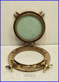 Industrial Style Solid Brass Original Round Reclaimed Ship Porthole with Mirror