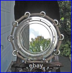 Large Roped Porthole Mirror 33 Diameter Aluminum
