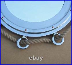 Large Roped Porthole Mirror 33 Diameter Aluminum