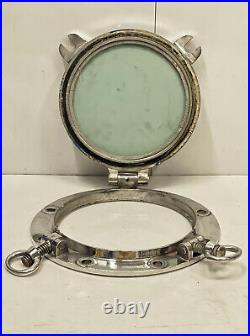 Marine Sale, Nautical Old Vintage Aluminium Metal Mirror Glass Round Porthole