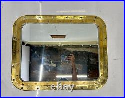 Mirror Glass Vintage Heavy Brass Metal Ship Wall Fitting Marine Square Porthole